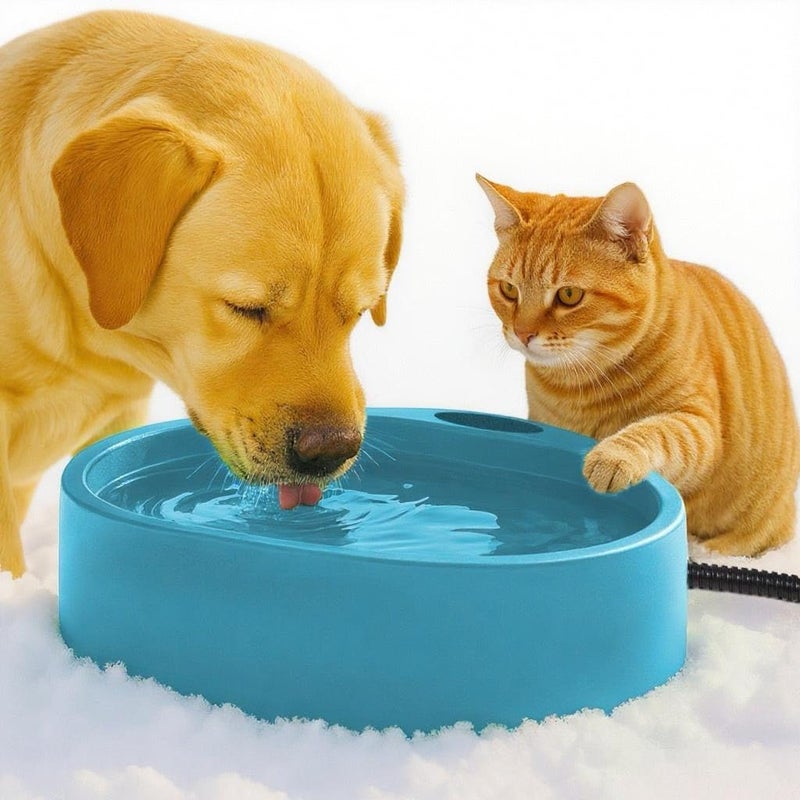 Higoro Heated Water Bowl for Dog Cat, Outdoor Warming Dog Bowl with Chew Resistant Power Cord, Waterproof Heat Pet Bowl Smart Heating in Winter Antifreeze for Dog Cat Chicken Duck, 125 fl oz (Teal Blue) - Image 2